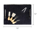 Slate Cheese Board - 7 pc Serving Tray Set 16"x12" Large - Stainless Steel Handles - Soapstone Chalk - 4 Cheese Knives - Foam Protective Feet by Proper Goods