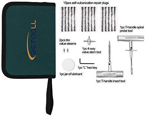 BETOOLL Tire Repair Kit 22 Pcs for Car, Motorcycle, ATV, Jeep, Truck, Tractor Flat Tire Puncture Repair