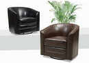 Emerald Home Furnishings Milo Black Accent Chair with Faux Leather Upholstery, Welt Trim, And Curved Back