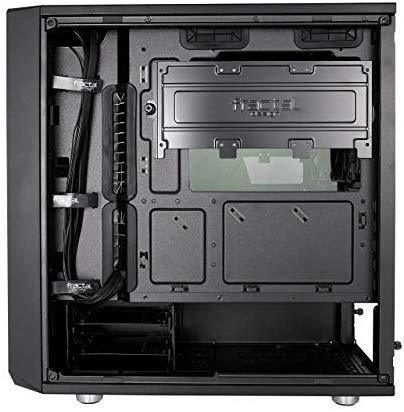 Fractal Design Meshify C - Compact Computer Case - High Performance Airflow/Cooling - 2X Fans Included - PSU Shroud - Modular Interior - Water-Cooling Ready - USB3.0 - Tempered Glass Light - Blackout