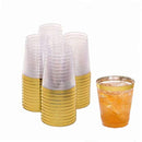 LydtCo. - 10oz Plastic Cups with Gold Rim | 100 pack| 10oz/300ml | For Weddings, Anniversaries, Birthdays, Special Events | Premium and Elegant | Wine, Juices, and other Beverages | BPA Free