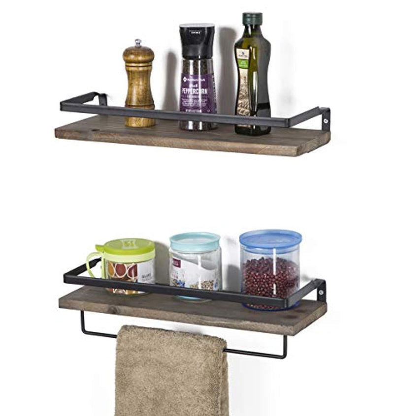 SODUKU Floating Shelves Wall Mounted Storage Shelves for Kitchen, Bathroom,Set of 2 Brown