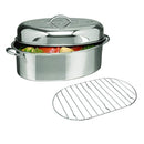 Gibson Home 64207.02 Top Roast 16-Inch Oval Roaster Pan with Lid and Rack, Stainless Steel