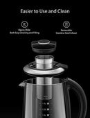 Electric Kettle, Willsence Electric Tea Kettle Stainless Steel Glass Boiler Hot Water Tea Heater with Temperature Control LCD Display, Removable Tea Infuser, 1.7 L, 1200W (Glass)