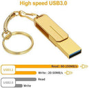 USB Flash Drive 1TB External Storage Thumb Drive Portable USB Stick Pen Drive Keychain Memory Stick for Daily Storage (Gold-1)