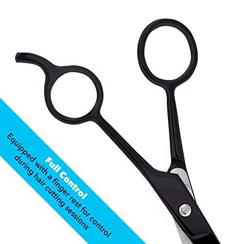 Equinox Professional Shears with Finger Rest and Finger Inserts - Ice Tempered Barber Hair Cutting Scissors - 6.5 Inches - Stainless Steel Rust Resistant Hair Scissors