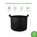 VIVOSUN 5-Pack 10 Gallon Plant Grow Bags, Premium Series Thichkened Non-Woven Aeration Fabric Pots w/Handles - Reinforced Weight Capacity & Extremely Durable (Black)