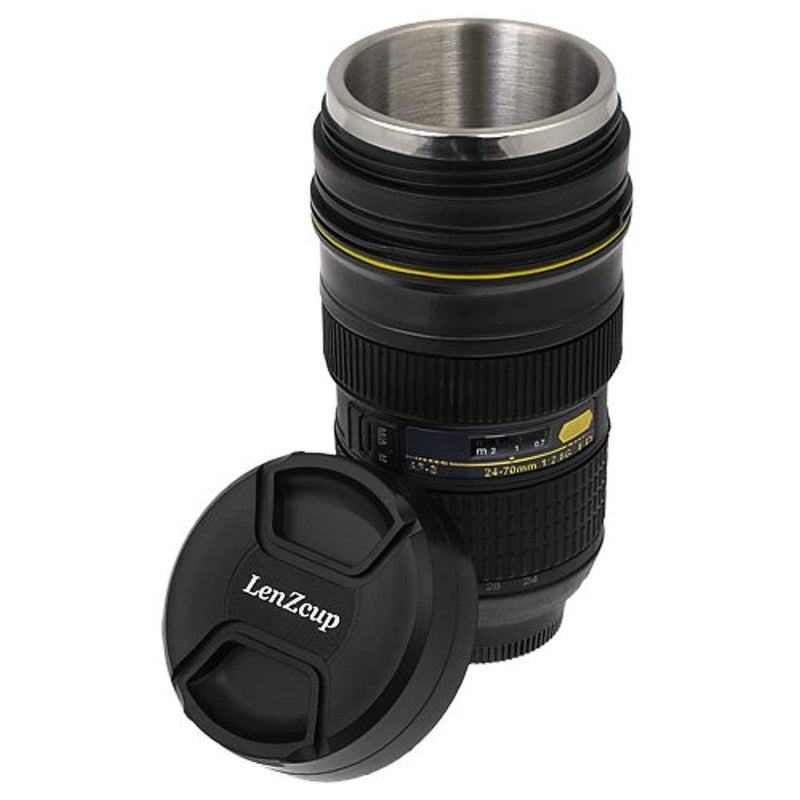 Fotodiox Thermo LenzCup - Stainless Steel Insulated Tumbler, Coffee, and Refreshment Mug - Nikon Nikkor AF-S 24-70mm f/42.8G ED (1:1) Replica, 10oz