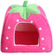 Nest 9 Strawberry Style Cute Soft Cotton Sponge Puppy Cat Dog House Pet Bed Dome Tent Warm Cushion Basket