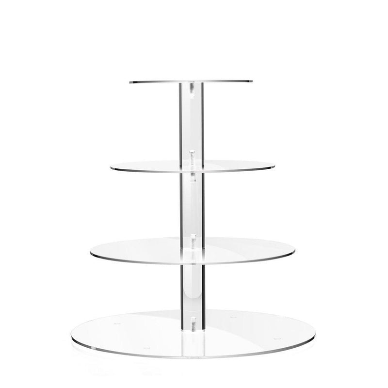 TWING 4 Tier Round Acrylic Cupcake Display Stand,Weeding Party Dessert Stand Tree Tower -Clear Display Holder Tree