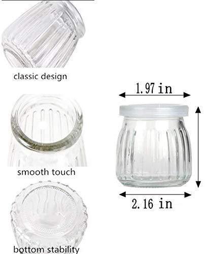 Encheng 4 oz Clear Glass Jars With Lids,Glass Yogurt Container With Caps(PE),Replacement Glass Pudding Jars Yogurt Jars,Clear Glass Containers For Milk,Ramekin,Jams,Jelly,Mousse 20 Pack