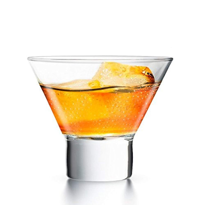 KooK Stemless Martini Cocktail Glass 8 Ounces, Set of 6