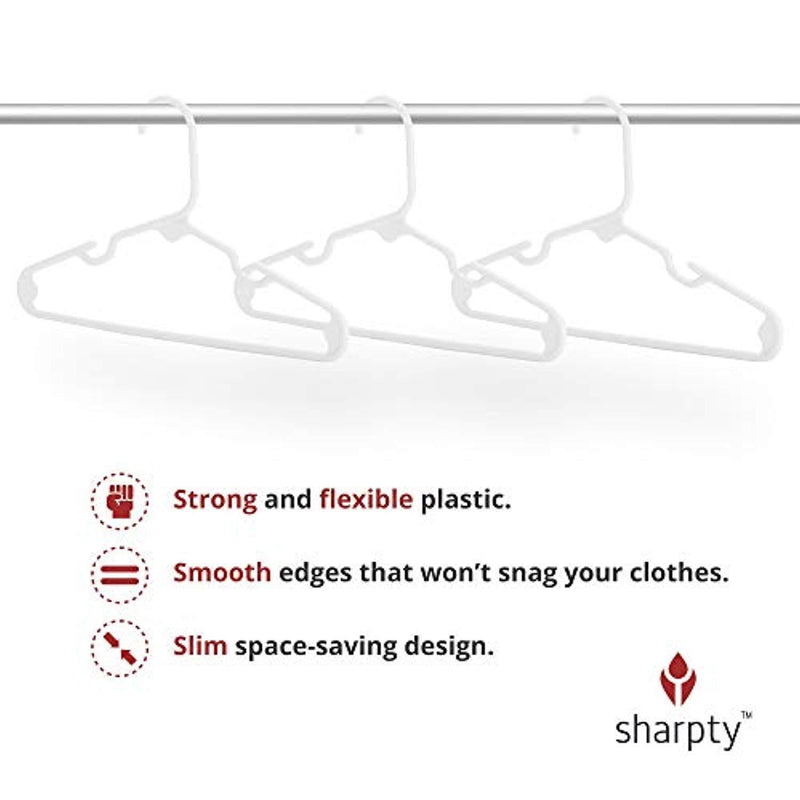 Sharpty White Children's Hangers Plastic, Kids Hangers Ideal for Everyday Standard Use, Baby Hangers (Kids 60 Pack)