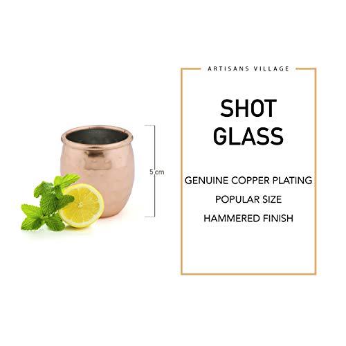 Moscow Mule Copper Mugs, 100% Handcrafted, Food-safe Copper Mugs, Mug with Brass Handle & Stainless-Steel Lining, with Copper Straws, Jigger and Shot Glass (Hammered)