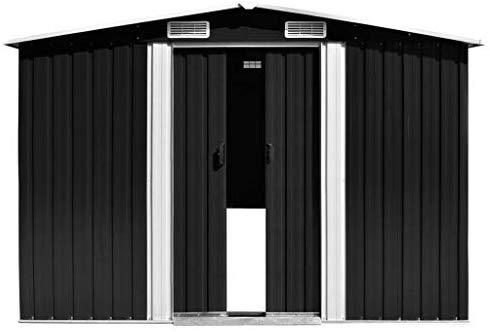 Unfade Memory Outdoor Storage Shed Garden Shed Metal Carport for Storing a Wide Variety of Tools, Garden Furniture and Garden Equipment, Metal Anthracite (101.2"x195.7"x70")