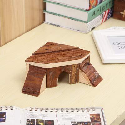 Hamster Wooden House Small Animals Hideout Hut for Dwarf Hamster Cage Sleeping Cabin