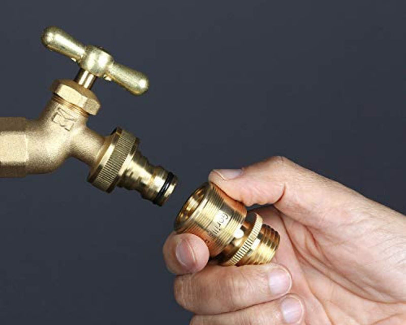 GORILLA EASY CONNECT Garden Hose Quick Connect Fittings. ¾ Inch GHT Solid Brass. 4 Sets of Male & Female Connectors.