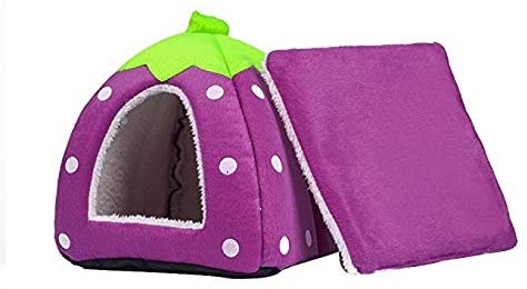 Nest 9 Strawberry Style Cute Soft Cotton Sponge Puppy Cat Dog House Pet Bed Dome Tent Warm Cushion Basket