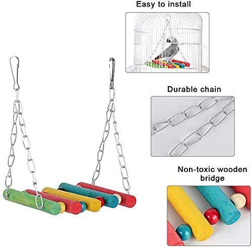 7pcs Birds Cage Swing Set Parrots Toys with Bell Colorful Chewing Hanging Hammock for Parakeets, Macaws, Conures, Budgies, Lovebirds, Mynah, Cockatiel, Finches