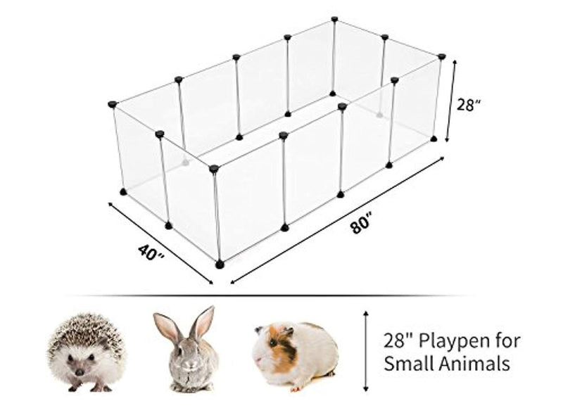 Tespo Dog Playpen, Portable Large Plastic Yard Fence Small Animals, Popup Kennel Crate Fence Tent, Transparent White 12 Panels