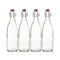 Seacoast Clear Glass Bottle with Swing Top Stopper, 33.75 Oz Round Pack of 4