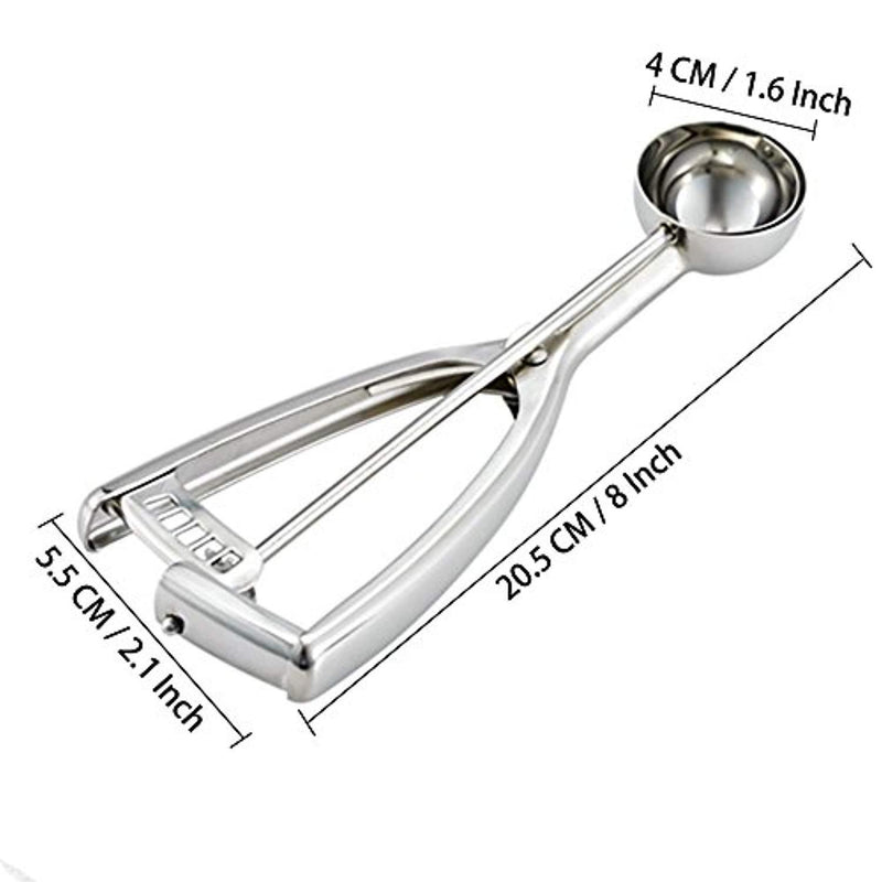 Small Cookie Scoop, 18/8 Stainless Steel Small Ice Cream Scoop, 1.6 inch/ 40 MM Ball, 1.5 Tbsp/ 0.8 OZ, Secondary Polishing by H-Min