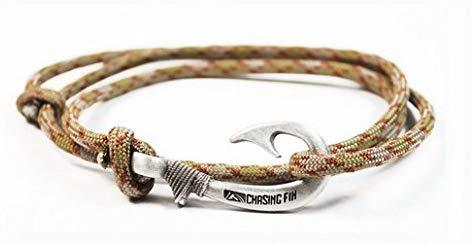 Chasing Fin Adjustable Bracelet 550 Military Paracord with Fish Hook Pendant