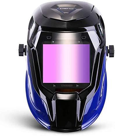 Solar Powered Welding Helmet Auto Darkening Professional Hood with Wide Lens Adjustable Shade Range 4/9-13 for Mig Tig Arc Weld Grinding Welder Mask