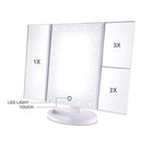 Pretty See Tri-Fold LED Lighted Makeup Mirror Touch Screen, 21 LED Lights, 1X/2X/3X Magnifying Vanity Mirrors