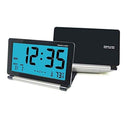 soled Alarm Clock, Travel Clock LCD Mini Digital Table Desk Folding Electronic Alarm with Blue Backlight Black