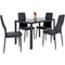 Best Choice Products 5 Piece Kitchen Dining Table Set W/Glass Top and 4 Leather Chairs Dinette - Black