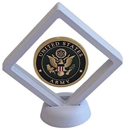 AIFUSI Coin Display Stands, 10 Pack 3D Floating Frame Ornament Display Holder Box with Stand Diamond Square for AA Medallion Challenge Coin Chip Jewelry Decorative - Ideal for Gift