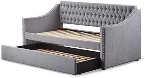 Homelegance Tulney Fabric Upholstered Daybed with Trundle, Twin, Gray