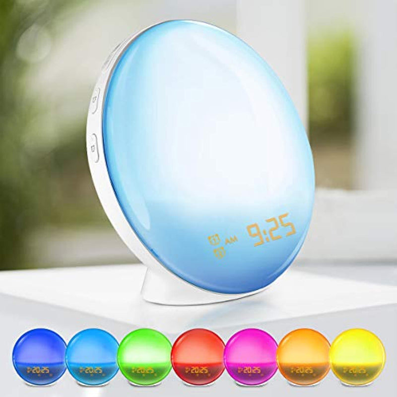 Warmhoming Wake-Up Light Alarm Clock with Colored Sunrise Simulation and Radio for Bedroom