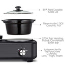 Slow Cooker Crock Pot,Triple Crock Pot Buffet Server,Temperature Setting and 3 * 1.5 Quart Removable Ceramic Pot, Dishwasher Safe by Comfee