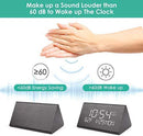Reloj despertador digital de madera con 7 niveles de brillo ajustable, mando de voz eléctrico LED de viaje, reloj despertador triangular...