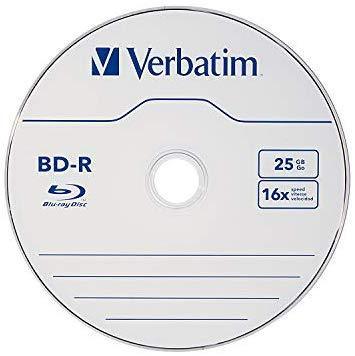 Verbatim BD-R 25GB 16X Blu-ray Recordable Media Disc - 50 Pack Spindle