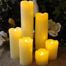 LED Lytes Flameless Candles with Timer, for Mom Gifts, Slim Set of 6, 2 Inches Wide and 2-9 Tall, Ivory Dripping Wax and Flickering Amber Yellow Flame Battery Operated Electric Candle