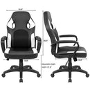 Furmax Office Chair Desk Leather Gaming Chair, High Back Ergonomic Adjustable Racing Chair,Task Swivel Executive Computer Chair Headrest and Lumbar Support (Black)