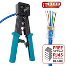 ITBEBE RJ45 Crimping Tool Made of Hardened Steel with Wire Cutter Stripping Blades and Textured Grips (RJ45 CRIMPER TURQUOISE-B)