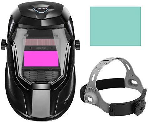 Solar Powered Welding Helmet Auto Darkening Hood with Adjustable Shade Range 4/9-13 for Mig Tig Arc Welder Mask Blue Eagle Design