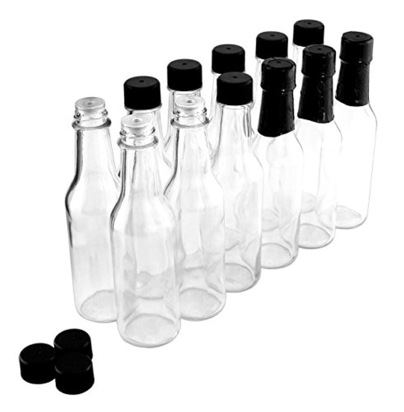 5oz Empty Hot Sauce Woozy Bottles (12 Complete Bottles) Complete Set of Dasher Bottles with Shrink Sleeve, Bottle, Cap, Dripper Insert (12 Pack)