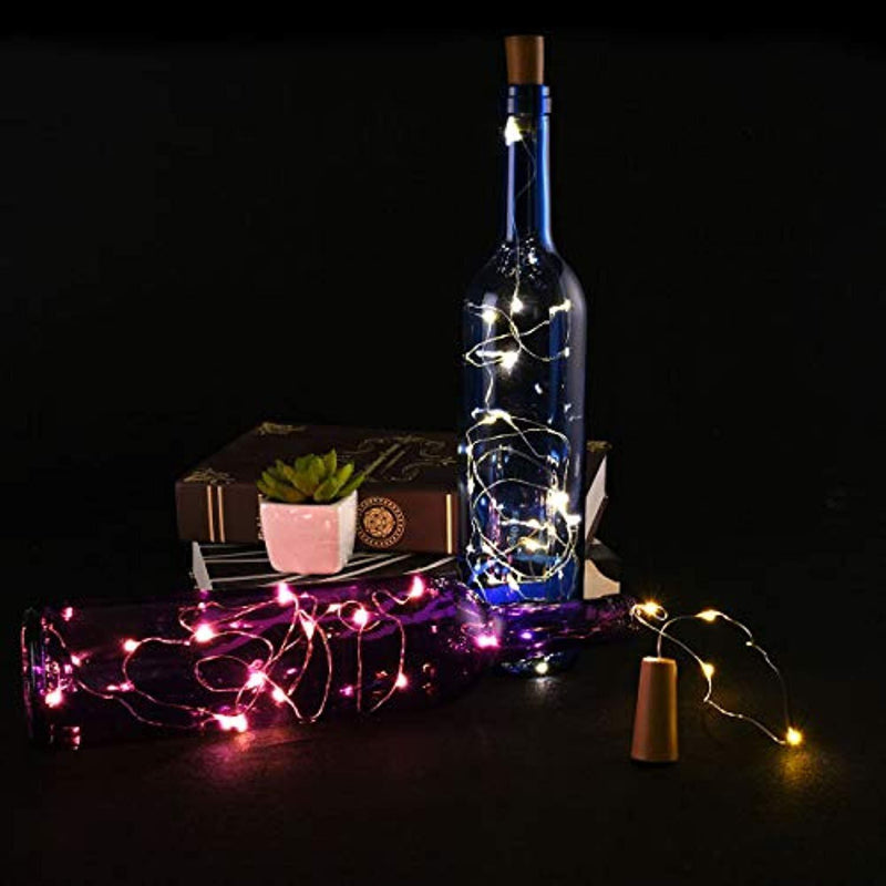 LEDIKON 20 Pack 20 Led Wine Bottle Lights with Cork,3.3Ft Silver Wire Warm White Cork Lights Battery Operated Fairy Mini String Lights for Wedding Party Wine Liquor Bottles Crafts Christmas Decors Decor