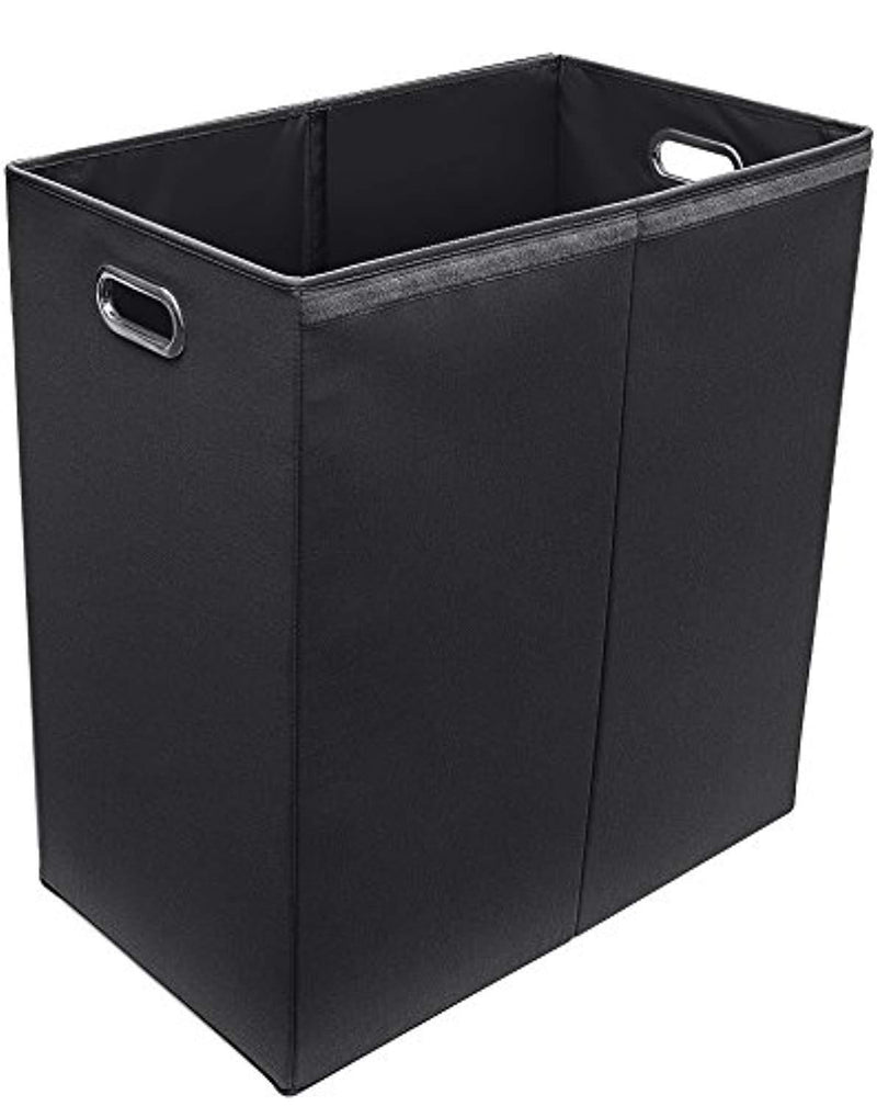 Sorbus Laundry Hamper Sorter with Lid Closure – Foldable Double Hamper, Detachable Lid and Divider, Built-in Handles for Easy Transport - Double (Black)