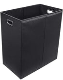 Sorbus Laundry Hamper Sorter with Lid Closure – Foldable Double Hamper, Detachable Lid and Divider, Built-in Handles for Easy Transport - Double (Black)