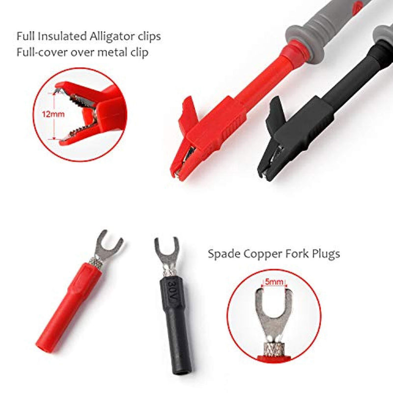 Micsoa MICTL-038 Premium Test Leads Set, Digital Multimeter Leads Kit Multimeter Probes Electronic Multimeter Test Leads with Alligator Clips Set of 20