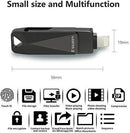 USB Flash Drive 128GB Memory Stick External Storage for iPhone 2in1 Photo Stick USB3.0 Thumb Drive Puanv Compatible iPhone iPad iOS MacBook and Computer (Silver-128G)