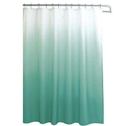 Creative Home Ideas Ombre Textured Shower Curtain with Beaded Rings, Dark Grey