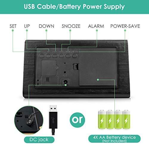 Reloj despertador digital de madera con 7 niveles de brillo ajustable, mando de voz eléctrico LED de viaje, reloj despertador triangular...
