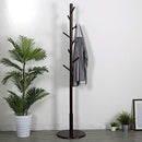 Vlush Sturdy Wooden Coat Rack Stand, Entryway Hall Tree Coat Tree with Solid Round Base for Hat,Clothes,Purse,Scarves,Handbags,Umbrella-(8 Hooks,Dark Brown)